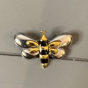 Vintage  Gold and Silver Shiny Bee Brooch